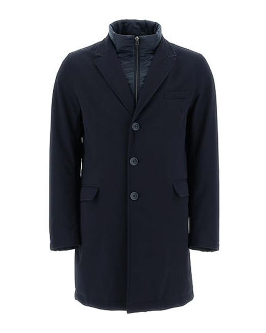Herno Blue Quilted Coat for men
