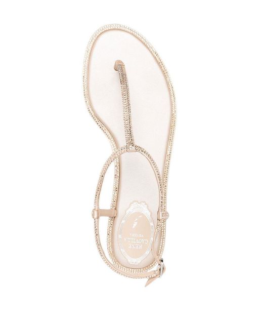 Rene Caovilla Natural Diana Satin Flat Thongs