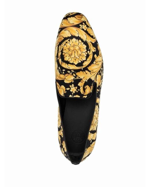 Versace Yellow Baroque-print Loafers for men