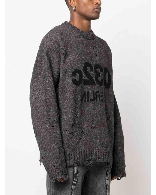 032c Black Logo Wool Blend Sweater for men