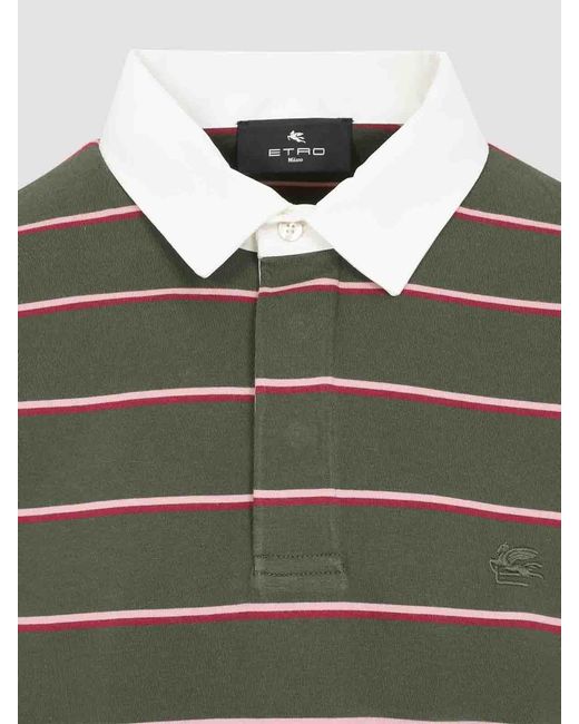 Etro Green S Striped Polo for men