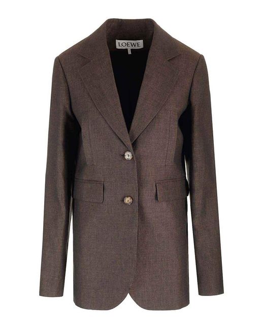 Loewe Brown Linen Single-Breasted Tailored Jacket