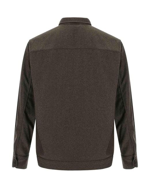 Brioni Gray Wool Cloth Overshirt for men
