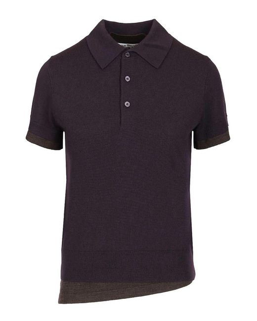 Acne Black Layered Wool Polo Shirt
