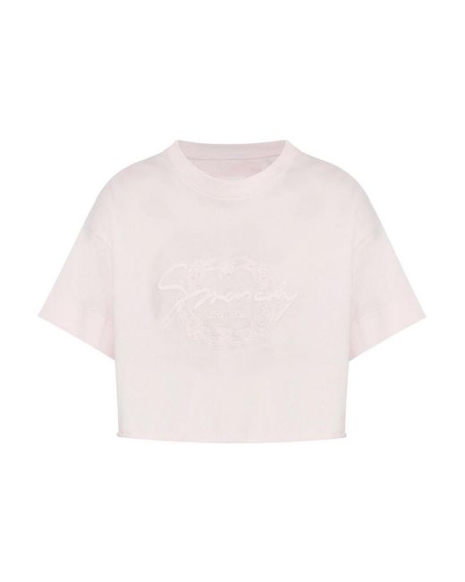 Givenchy Pink Light Cotton Cropped T-Shirt