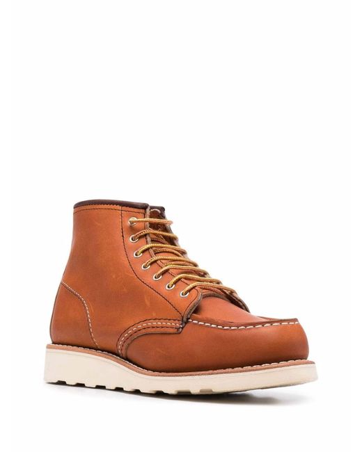 Red Wing Brown Classic Moc Leather Ankle Boots