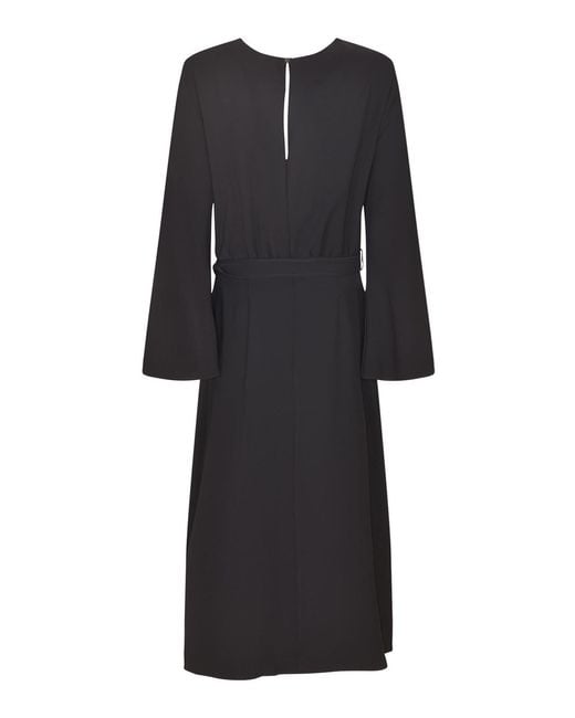 P.A.R.O.S.H. Black Flared Sleeve Belted Dress