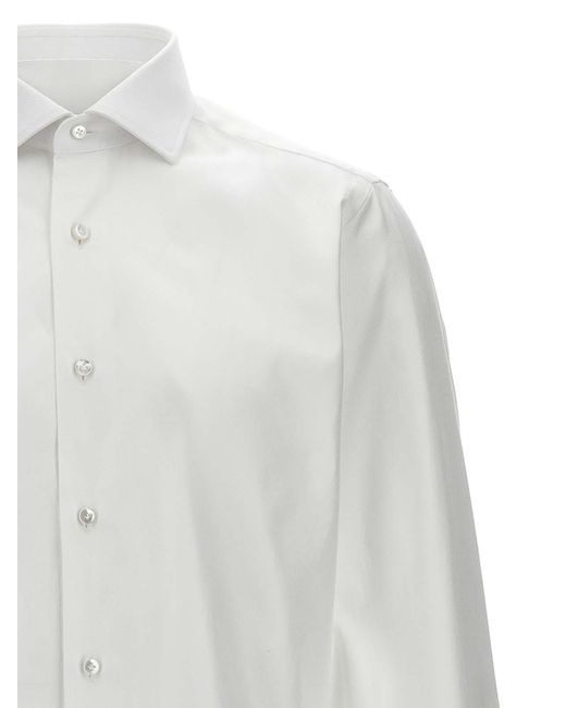 Barba Napoli White Cotton Shirt for men