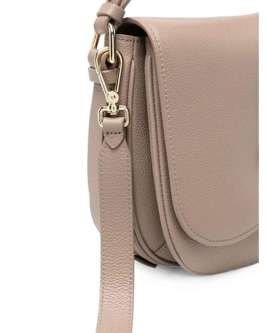 Coccinelle Gray Handbag Micro Grainy Leather Warm Taupe