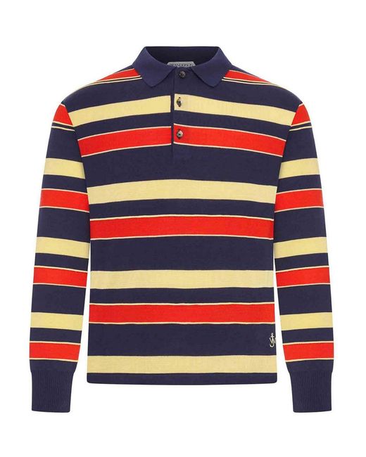 J.W. Anderson Blue J.W.Anderson Striped Knitted Rugby Polo for men