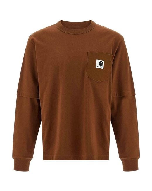 Sacai Brown T-Shirt Capsule X Carhartt Wip