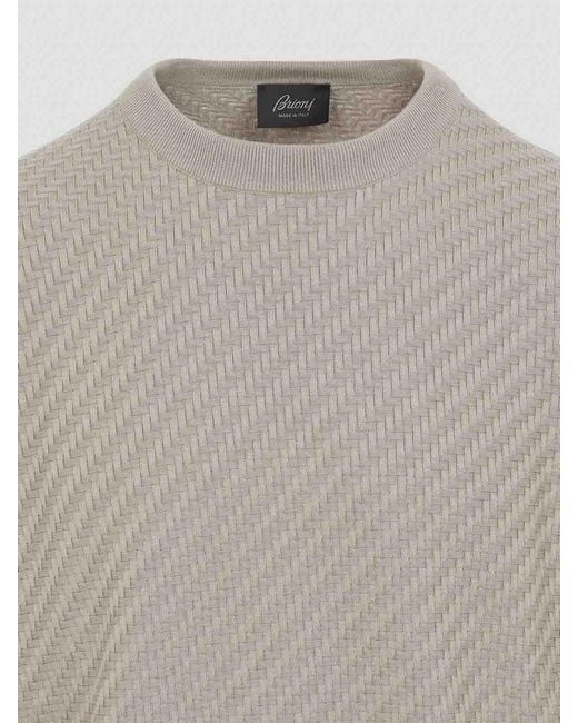 Brioni Gray Cotton And Silk Pullover for men