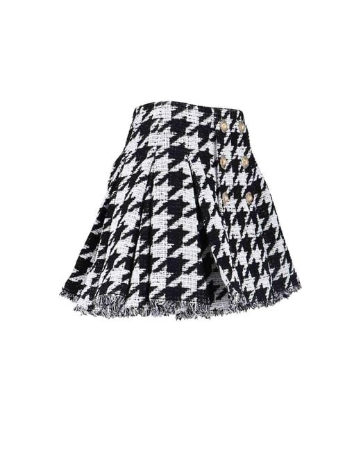 Balmain Black Mini Pied De Poule Skirt