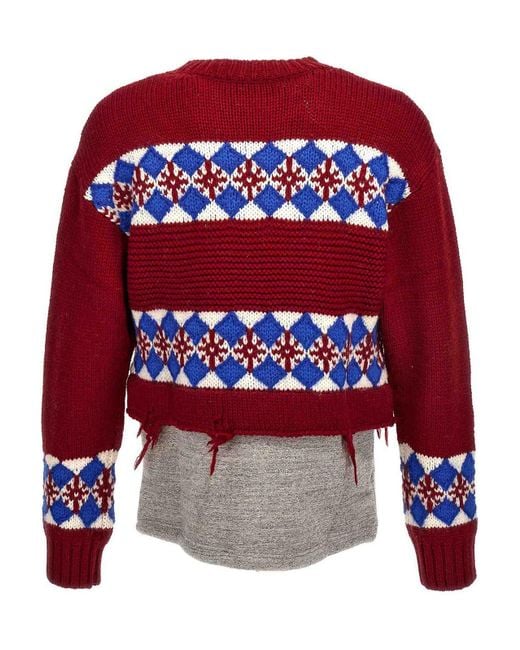 DSquared² Red Jacquard Knit for men
