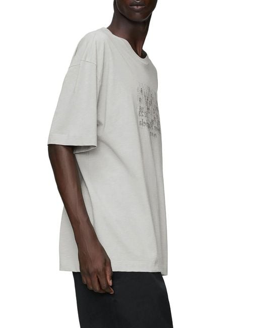 Maison Margiela White Cotton T-Shirt With Tone-On-Tone Lettering Print for men