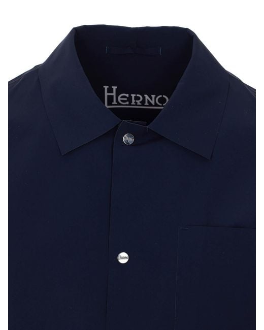 Herno Blue Jacket With Frontal Buttons Closure for men