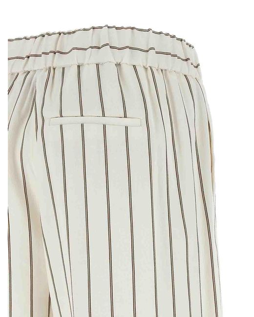 Peserico White Pinstriped Twill Pants