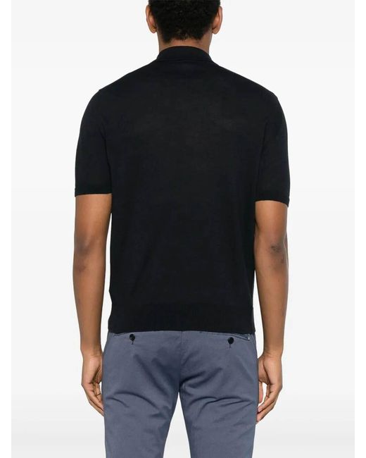Drumohr Black Buttoned Polo With Logo for men