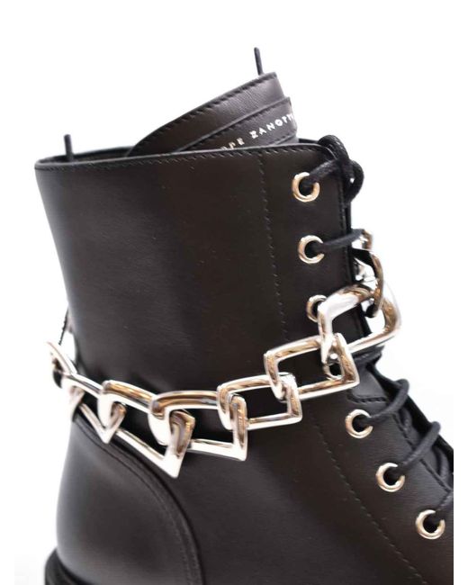 Giuseppe Zanotti Black Chain Ankle Boots