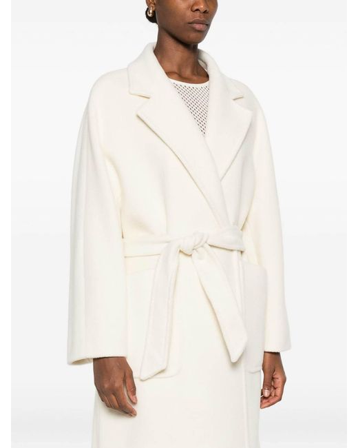 Tagliatore White Wool Long Coat