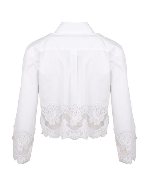 Dolce & Gabbana White Lace Inserts Detailed Shirt