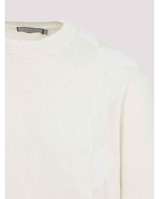 Canali White Knit Sweater for men