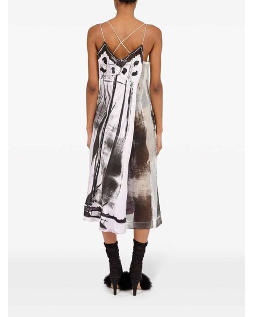 Maison Margiela Gray Freeze-Frame Silk Midi Dress