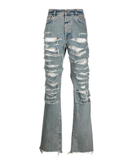 424 Blue Ripped Denim Jeans for men
