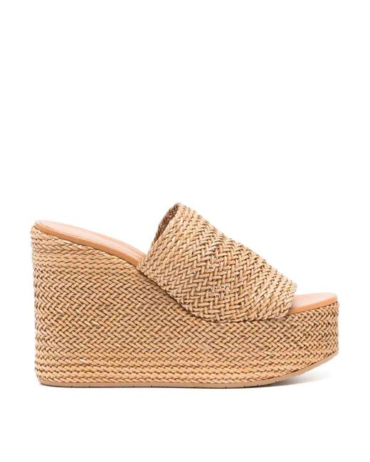 Casadei Natural Twiga Woven Sabot With Wedge