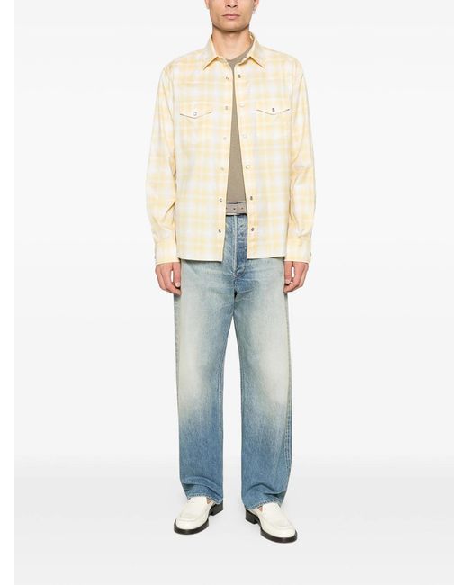 Tom Ford Natural Chest-Pocket Checked Shirt for men