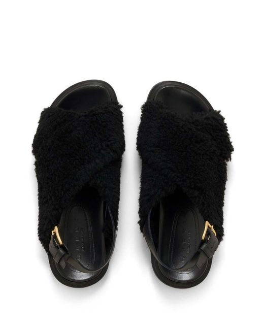 Marni Black Fur Sandals