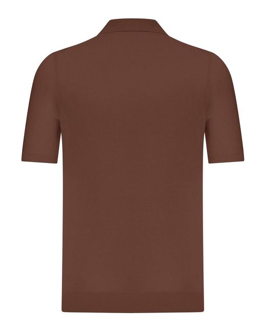 Nome Brown Silk V-Neck Polo Shirt for men