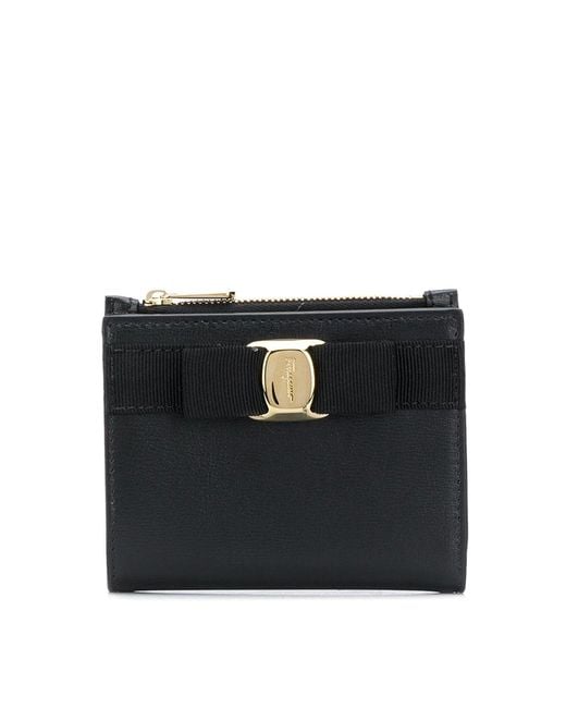Ferragamo Black Vara Bow Compact Wallet