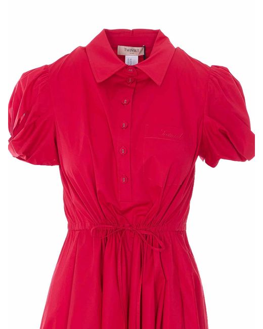 Twinset Red Ed Chemisier Dress