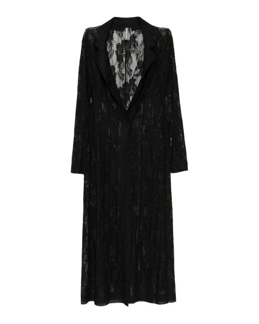 Norma Kamali Black Lace Long Coat
