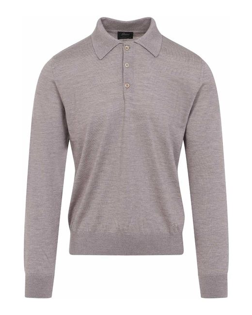 Brioni Gray Long Sleeves Polo for men