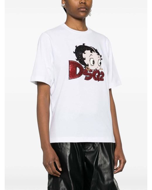 DSquared² White Betty Boop Easy Fit T-Shirt