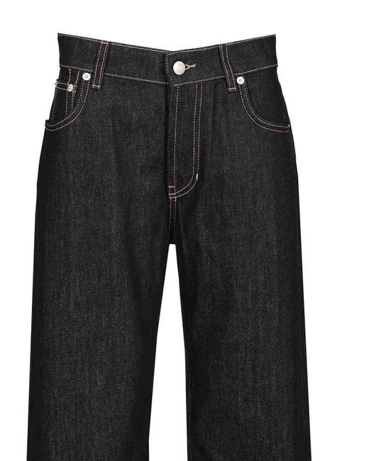 McQueen Black Wide Leg Jeans for men