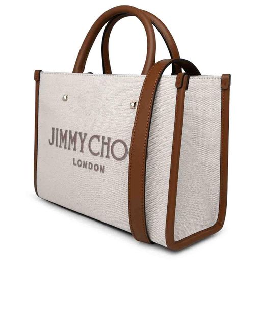 Jimmy Choo Natural Avenue Bag In Ivory Fabric