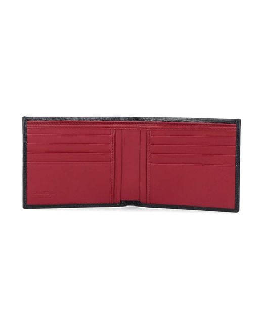 Ferragamo Black Crinkle Leather Bifold Wallet for men