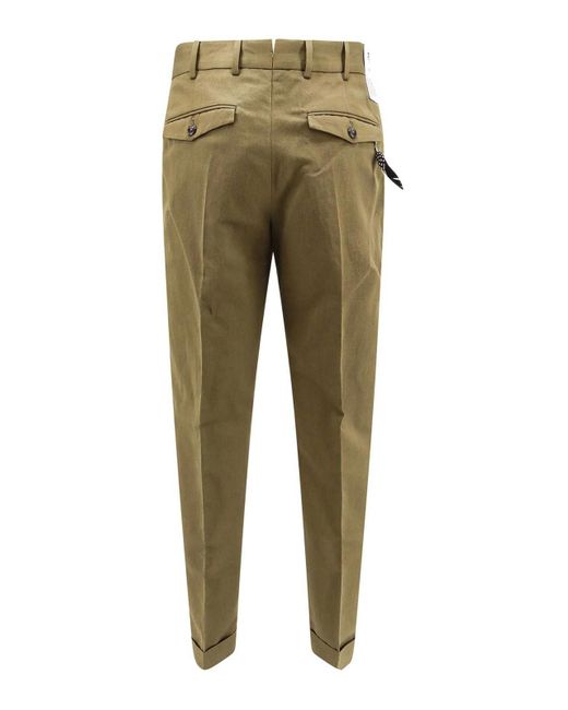 PT Torino Green Cotton And Linen Trouser for men