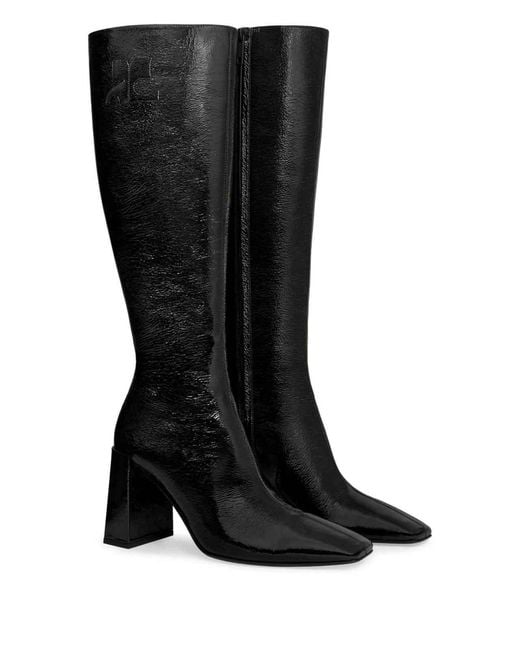 Courreges Black Leather Heeled Boots