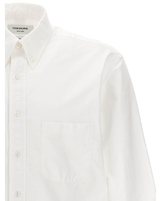 Thom Browne White Solid Poplin Shirt for men