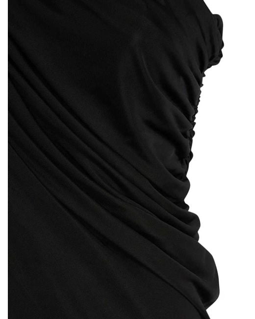 ANDREADAMO Black Draped Jersey Low Waist Long Skirt