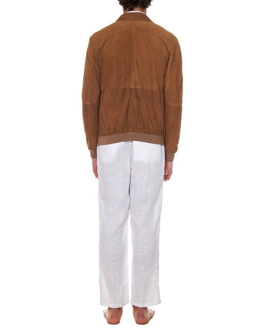 Franzese Collection Brown Bomber Jacket Handmade for men