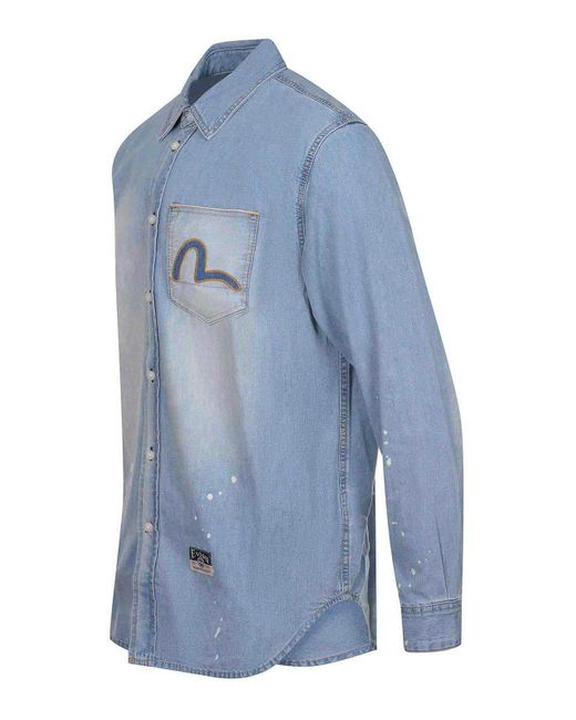 Evisu Blue Shirt Made Of Denim for men