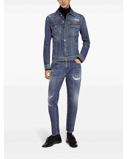 Dolce & Gabbana Blue Stretch Denim Jacket for men