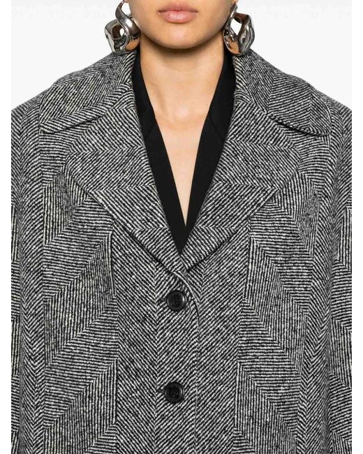 Ermanno Scervino Gray Houndstooth Coat