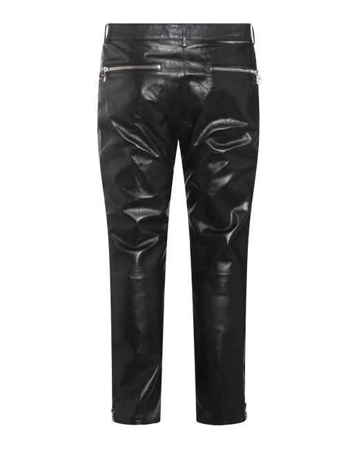 Alexander McQueen Gray Leather Trousers for men