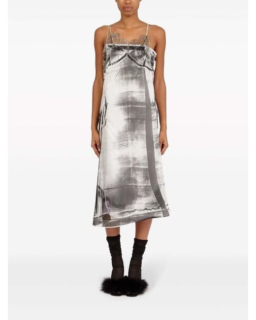 Maison Margiela Gray Freeze-Frame Silk Midi Dress